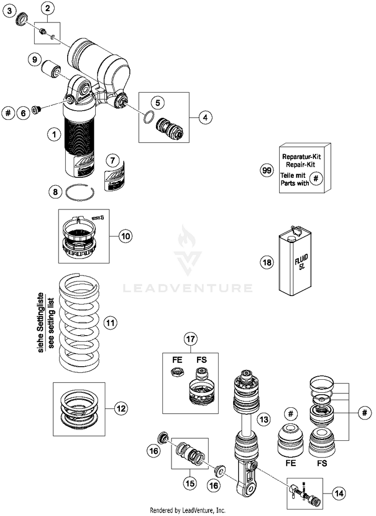 Shock Absorber Disassembled 701 SUPERMOTO CHASSIS - 2018 Schematic