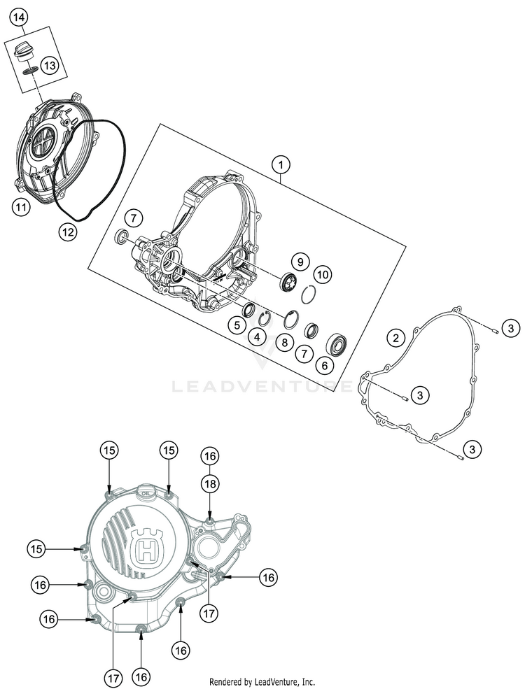 Clutch Cover FE 350 ENGINE - 2020 Schematic