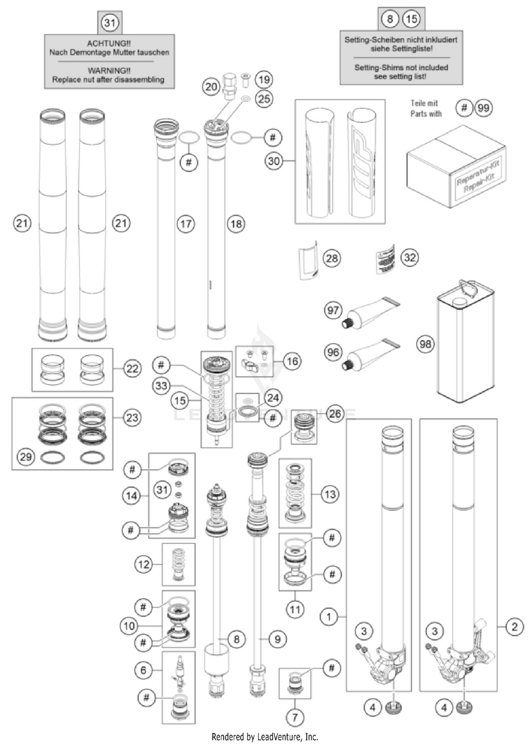 Front Fork Disassembled FS 450 EU CHASSIS - 2023 Schematic