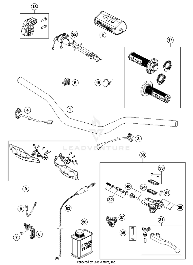 Handlebar, Controls FC 450 CHASSIS - 2016 Schematic