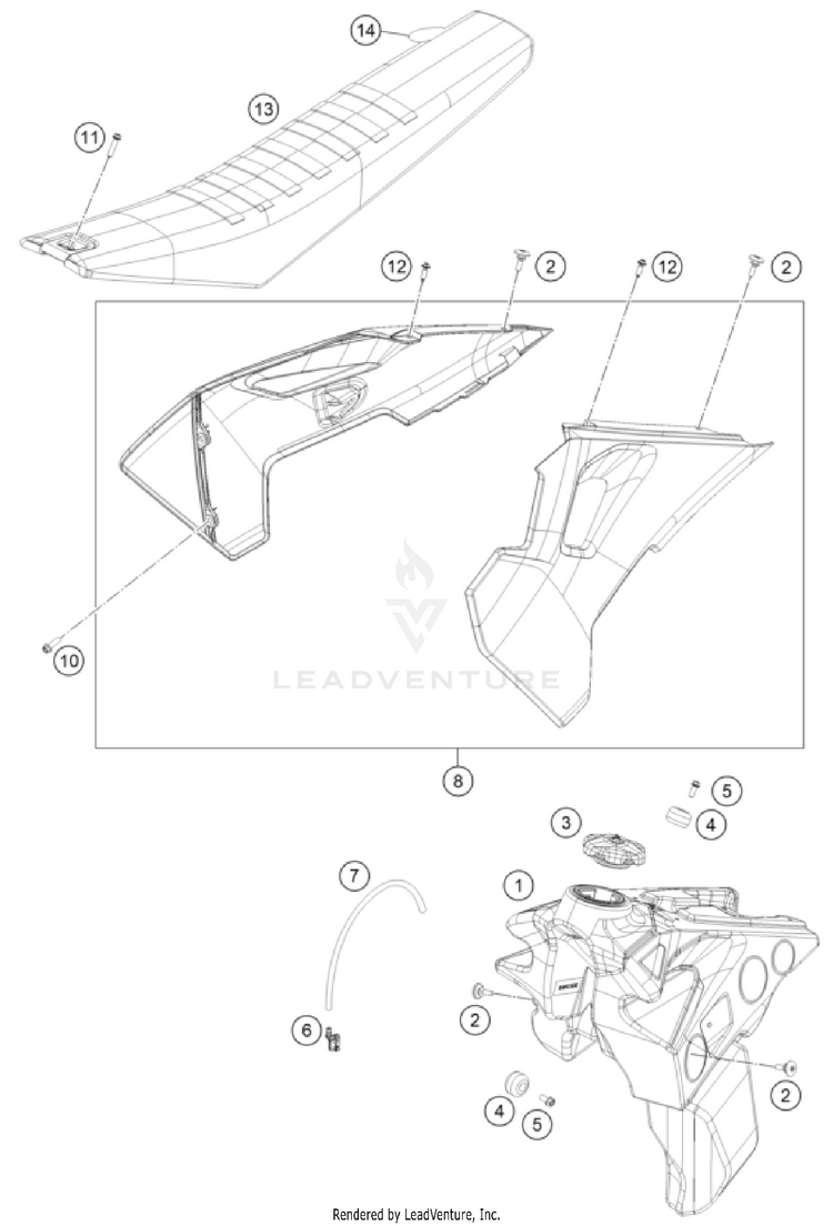 Tank, Seat FX 350 CHASSIS - 2023 Schematic
