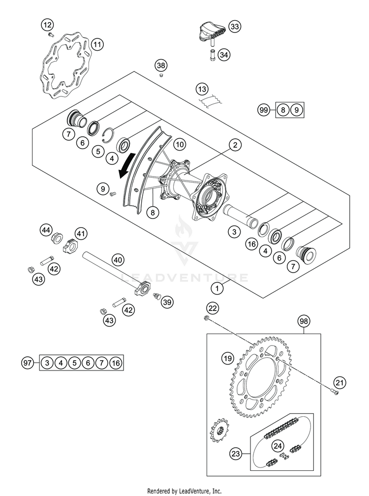 Rear Wheel TC 125 CHASSIS - 2020 Schematic