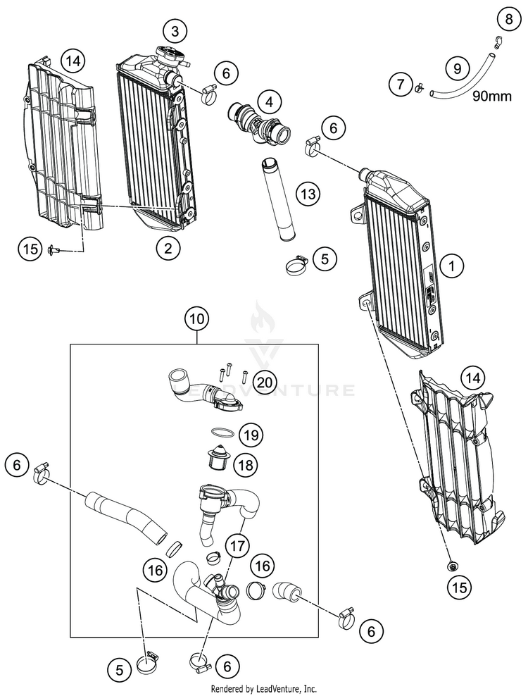 Cooling System FE 350 ENGINE - 2020 Schematic