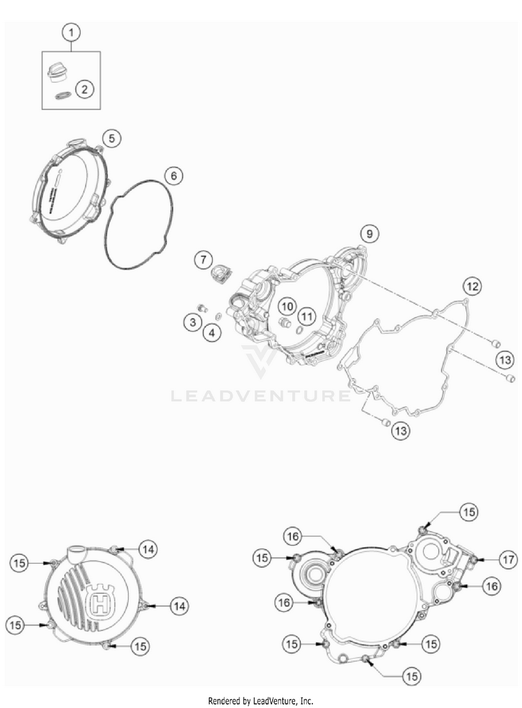 Clutch Cover TC 125 Engine - 2022 Schematic
