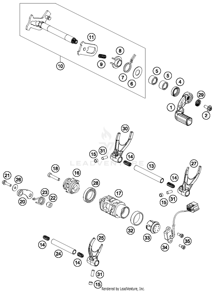 Shifting Mechanism FC 450 ENGINE - 2016 Schematic