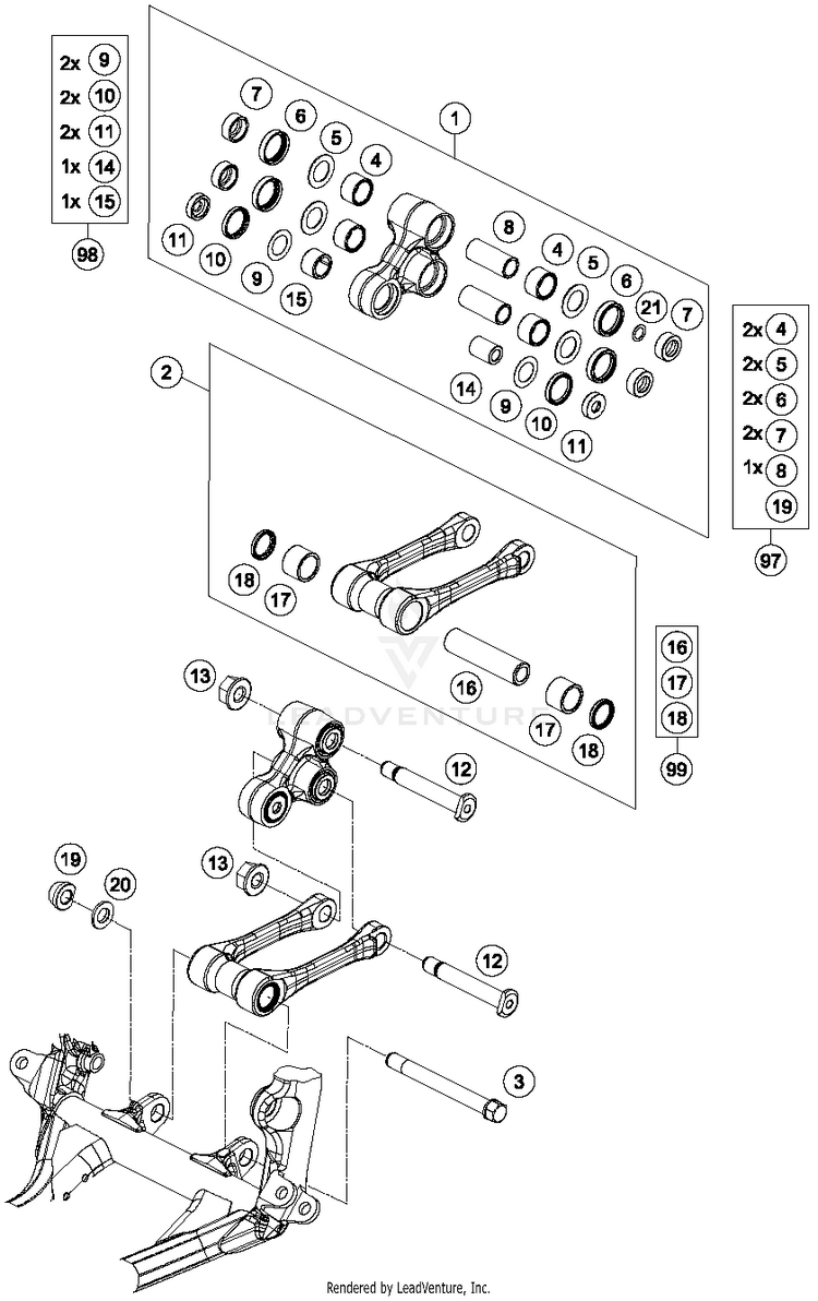 Pro Lever Linking TE 250 CHASSIS - 2014 Schematic