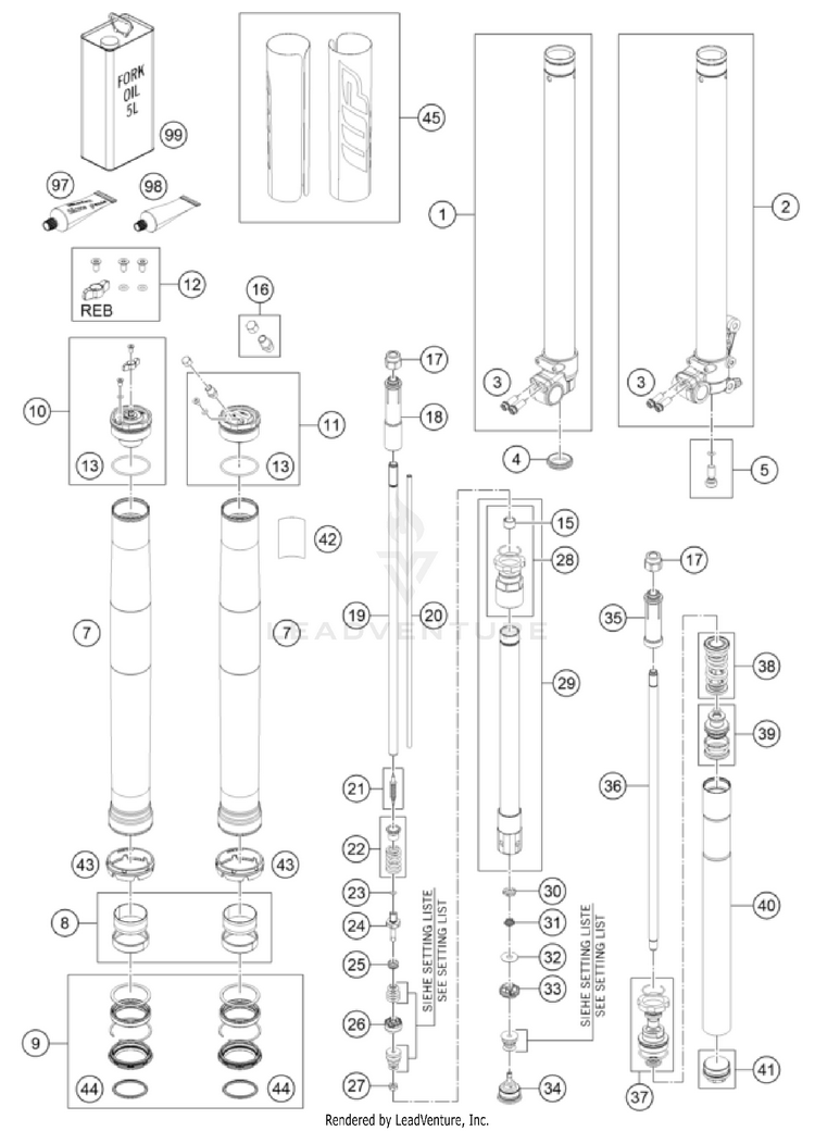 Front Fork Disassembled TC 85 17/14 CHASSIS - 2025 Schematic