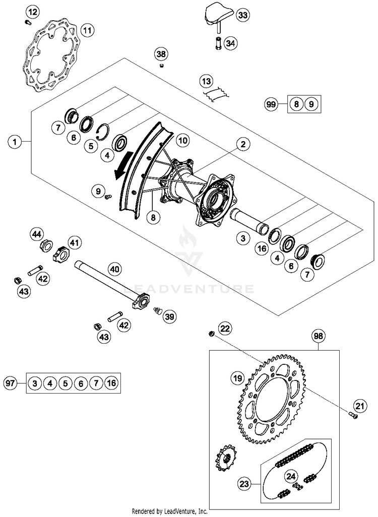 Rear Wheel FE 250 CHASSIS - 2018 Schematic