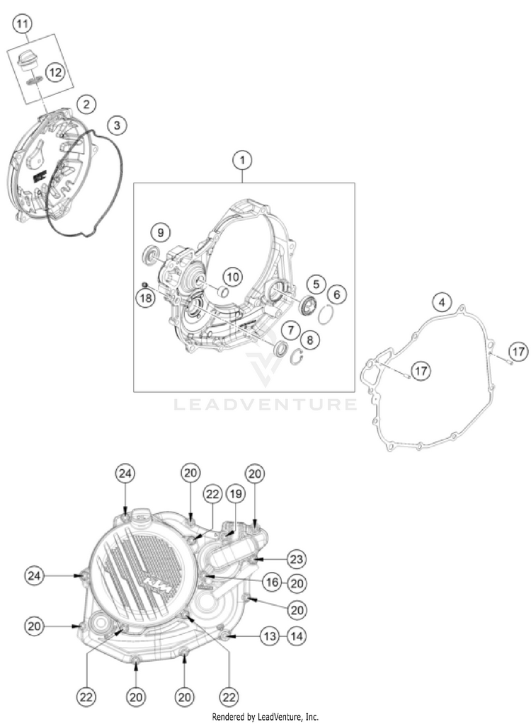 Clutch Cover FE 450 US ENGINE - 2025 Schematic
