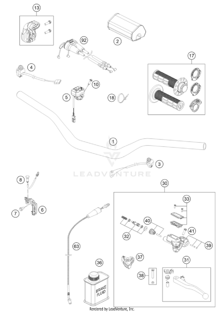 Handlebar, Controls FC 250 CHASSIS - 2022 Schematic