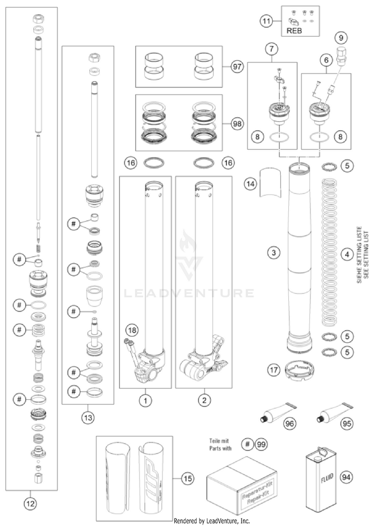 Front Fork Disassembled TC 50 CHASSIS - 2025 Schematic