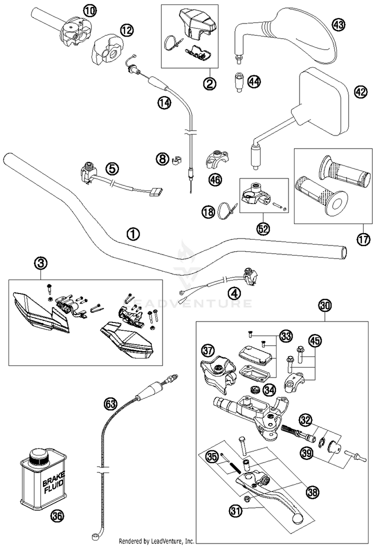 Handlebar, Controls TE 250 CHASSIS - 2014 Schematic