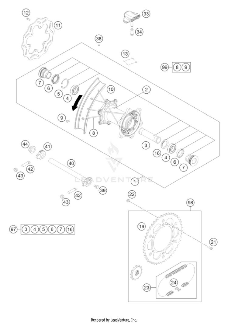 Rear Wheel FC 450 CHASSIS - 2022 Schematic