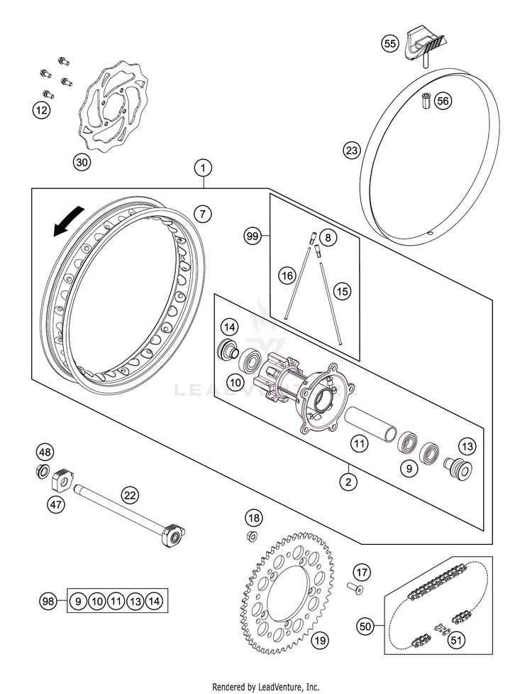 Rear Wheel TC 65 CHASSIS - 2020 Schematic