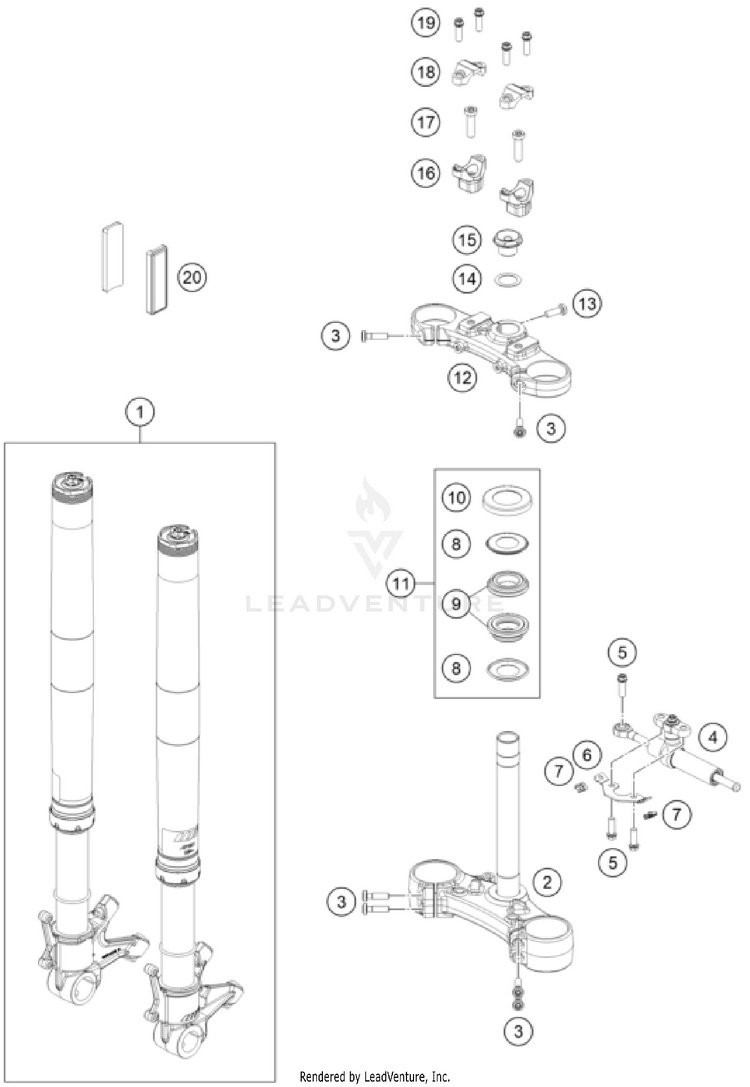 Front Fork, Triple Clamp VITPILEN 801 - col.2 CHASSIS - 2025 Schematic
