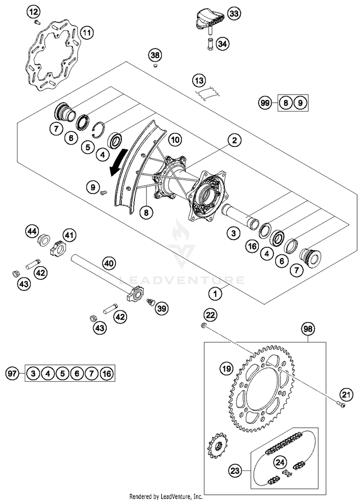 Rear Wheel TC 125 CHASSIS - 2017 Schematic