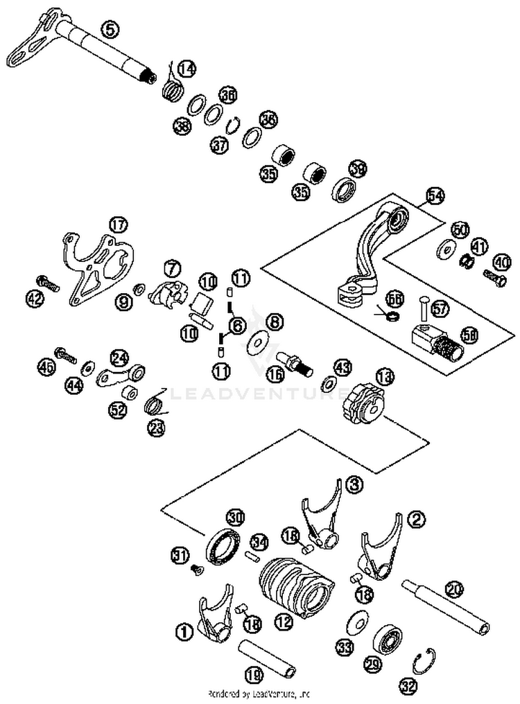 Shifting Mechanism TC 125 ENGINE - 2014 Schematic