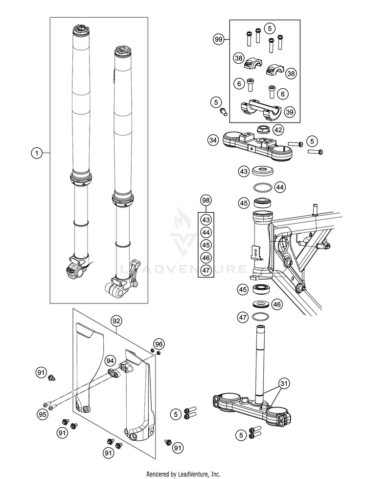 Front Fork, Triple Clamp TC 65 CHASSIS - 2020 Schematic