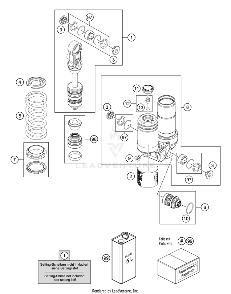 Shock Absorber Disassembled Schematic
