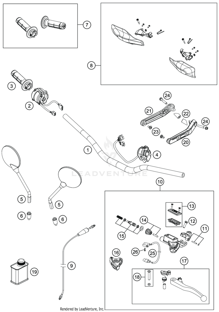 Handlebar, Controls 701 SUPERMOTO CHASSIS - 2019 Schematic