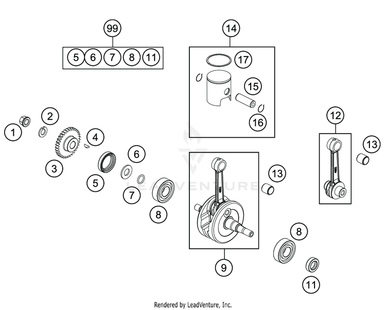 Crankshaft, Piston TC 50 MINI ENGINE - 2020 Schematic