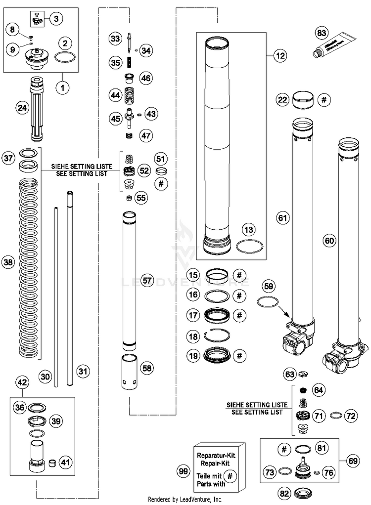 Front Fork Dissassembled TC 85 17_14 CHASSIS - 2017 Schematic
