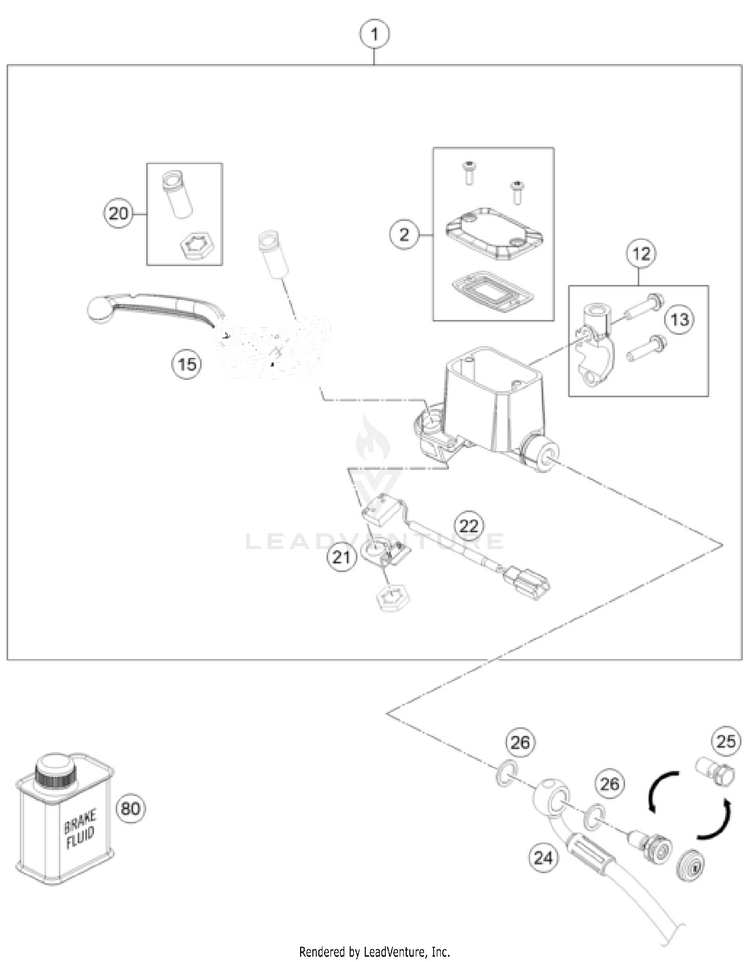 Front Brake Control 701 ENDURO US CHASSIS - 2024 Schematic