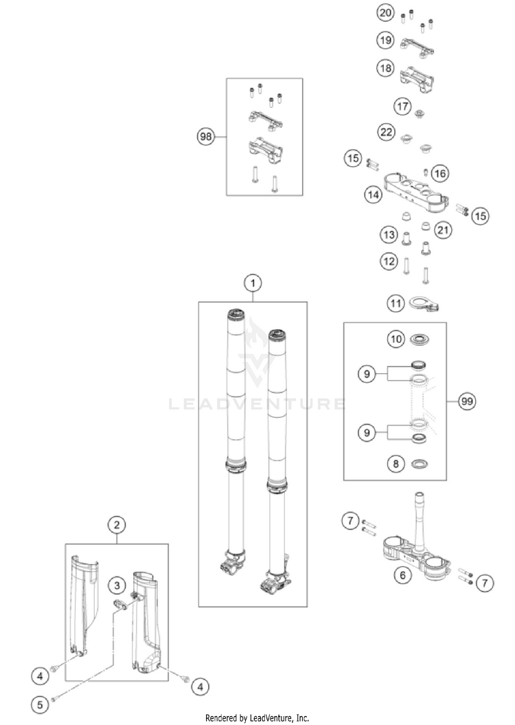 Front Fork, Triple Clamp Schematic