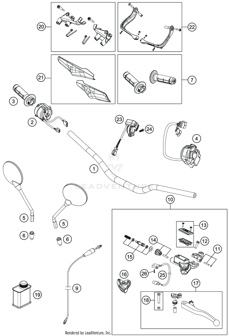 Handlebar, Controls 701 SUPERMOTO CHASSIS - 2020 Schematic