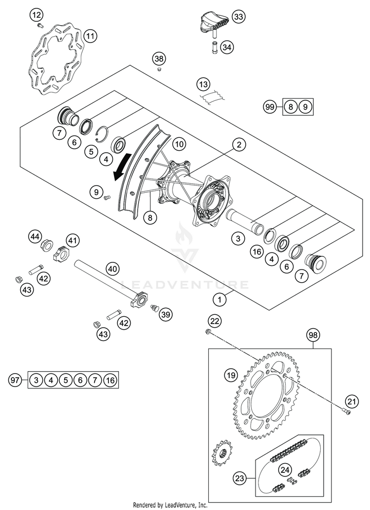 Rear Wheel FC 450 CHASSIS - 2020 Schematic