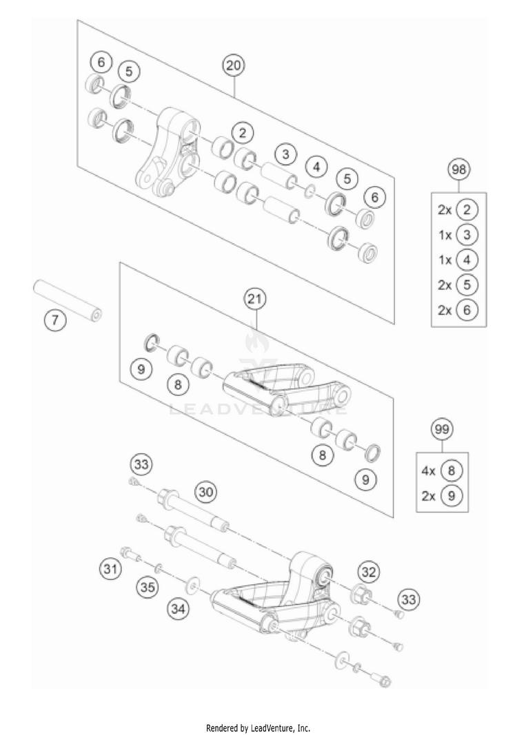 Pro Lever Linking 701 ENDURO US CHASSIS - 2022 Schematic