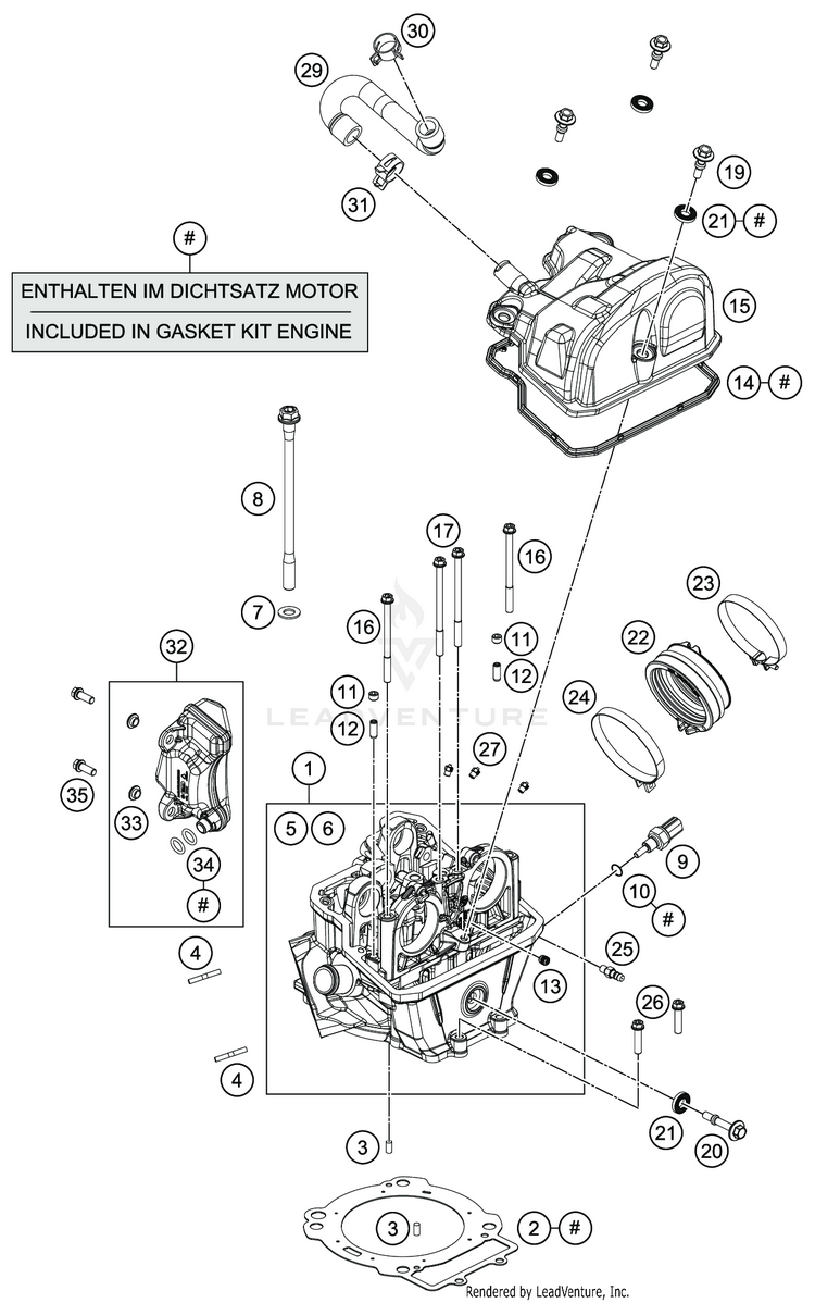 Cylinder Head 701 ENDURO ENGINE - 2019 Schematic