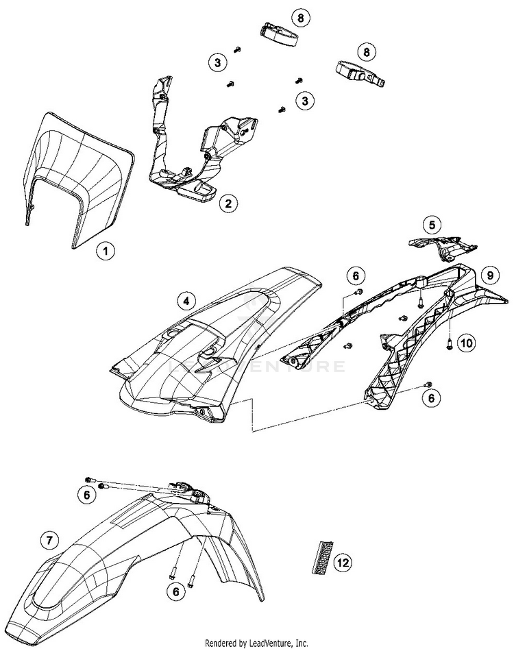 Mask, Fenders TE 300i CHASSIS - 2019 Schematic