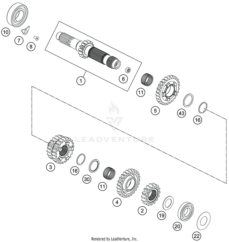 Transmission I - Main Shaft FE 350s ENGINE - 2020 Schematic