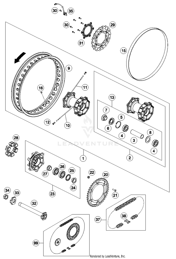 Rear Wheel 701 ENDURO CHASSIS - 2016 Schematic