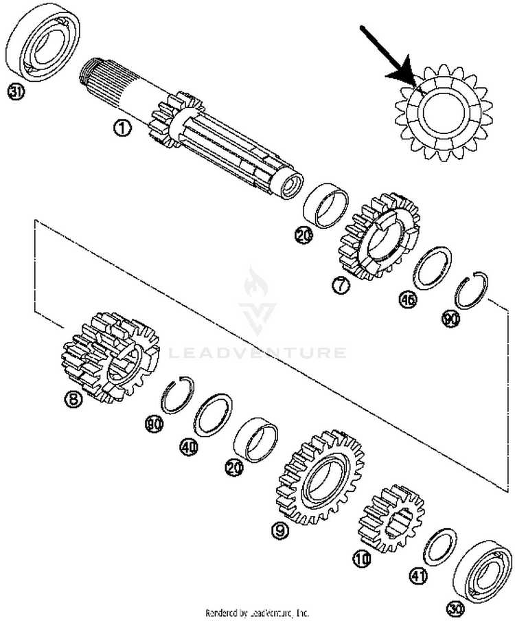 Transmission I - Main Shaft TC 125 ENGINE - 2015 Schematic