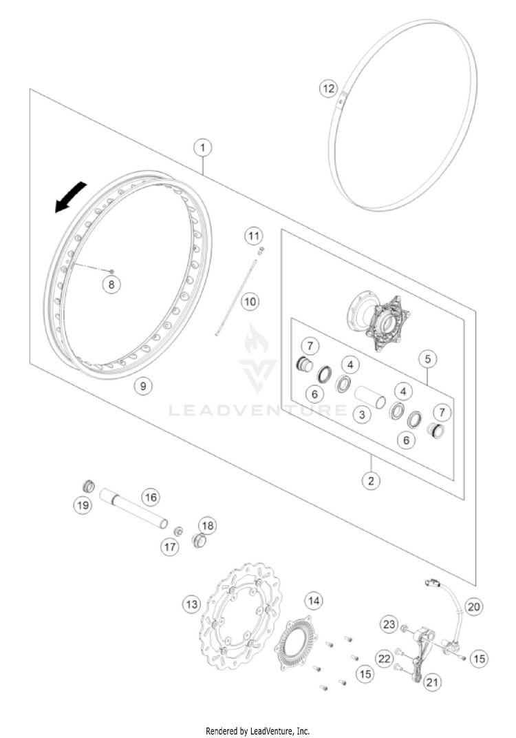 Front Wheel 701 ENDURO US CHASSIS - 2022 Schematic