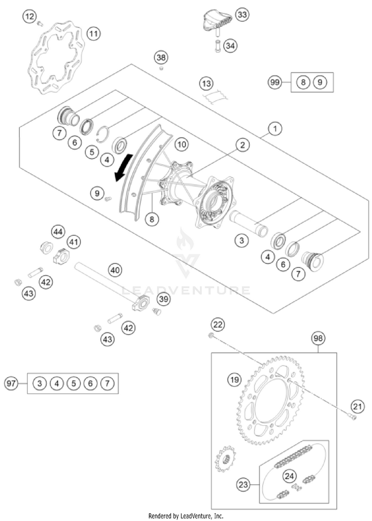 Rear Wheel TC 250 CHASSIS - 2025 Schematic