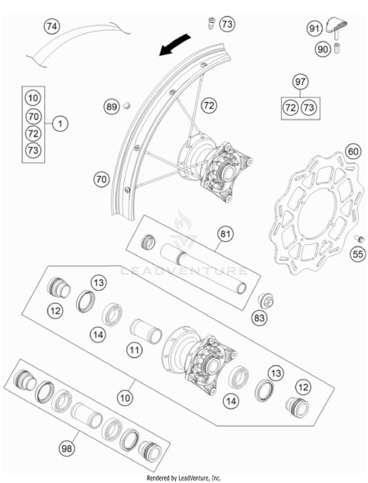 Front Wheel TC 85 19/16 CHASSIS - 2024 Schematic