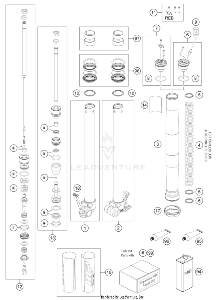 Front Fork Disassembled TC 50 EU CHASSIS - 2024 Schematic