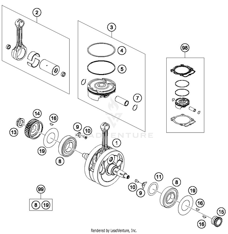 Crankshaft, Piston FE 501 ENGINE - 2019 Schematic