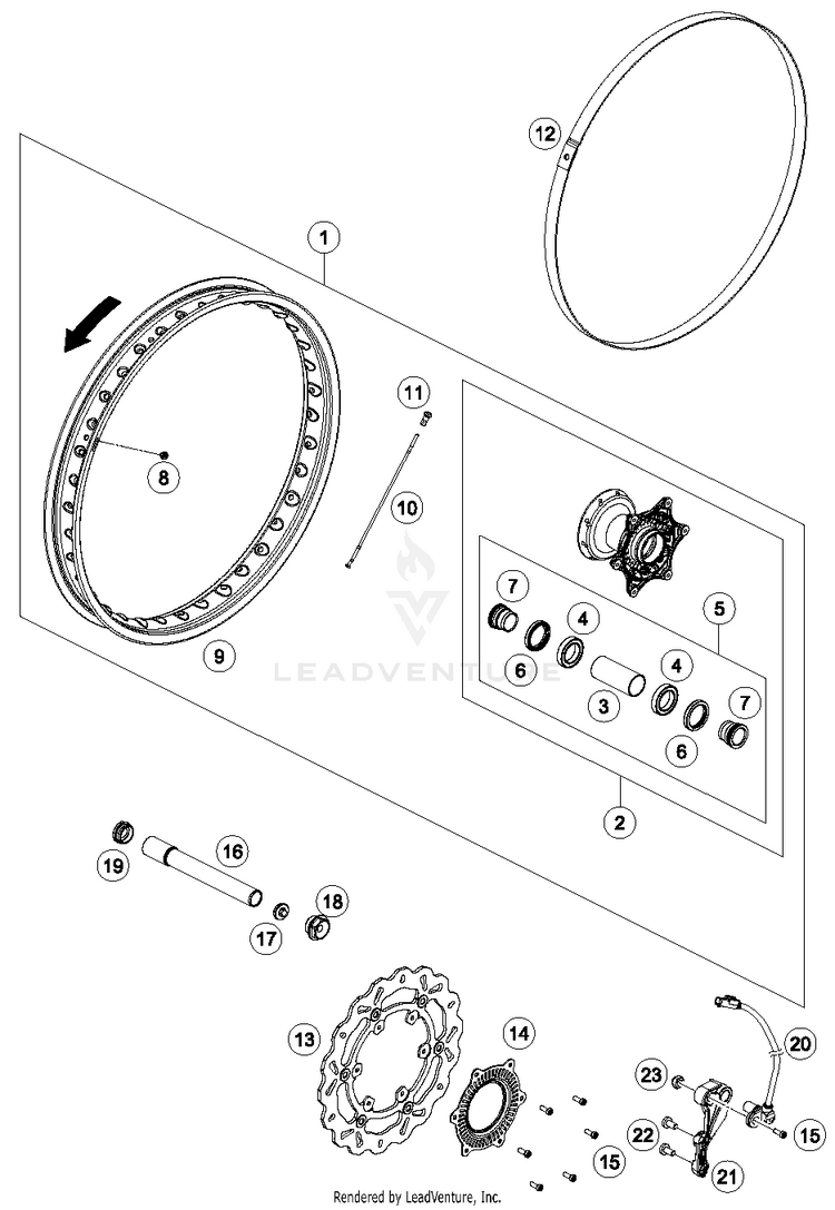 Front Wheel 701 ENDURO CHASSIS- 2017 Schematic