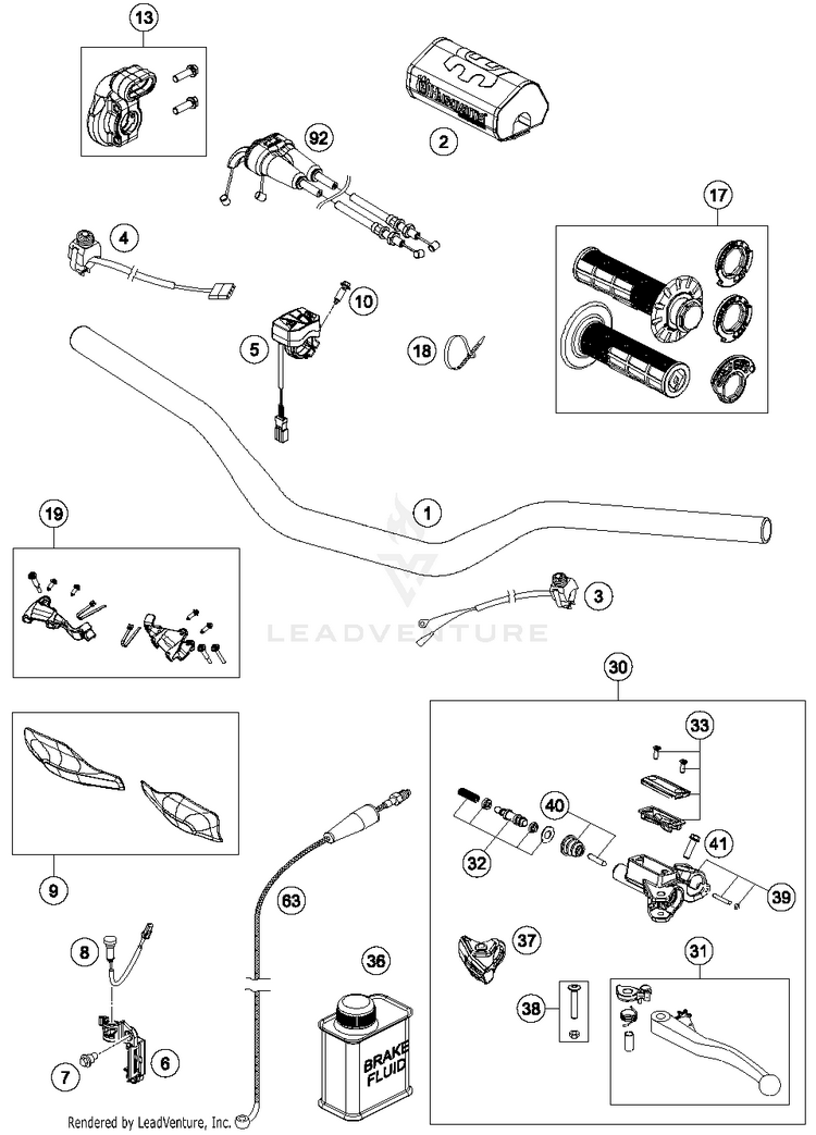 Handlebar, Controls FC 250 CHASSIS - 2018 Schematic