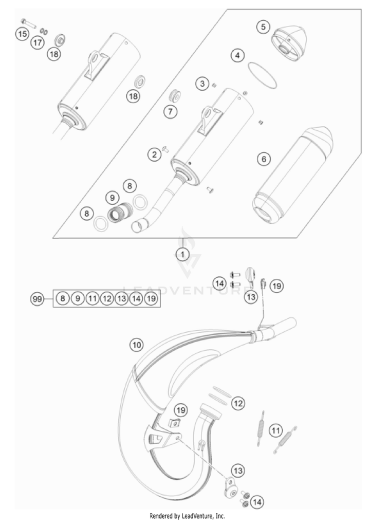 Exhaust System TC 85 17/14 CHASSIS - 2024 Schematic