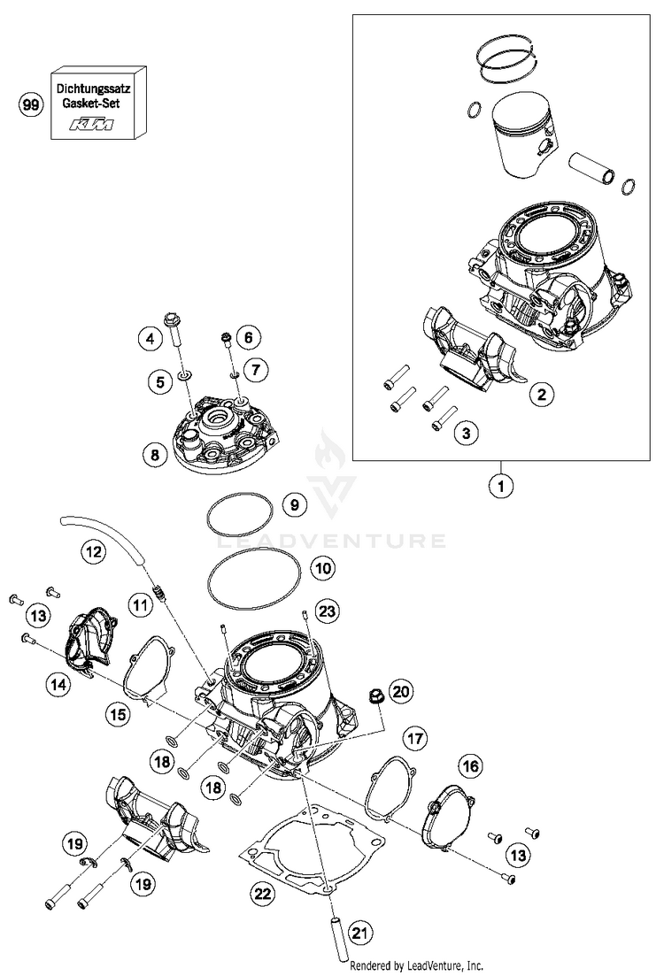 Cylinder, Cylinder Head TC 250 ENGINE - 2018 Schematic