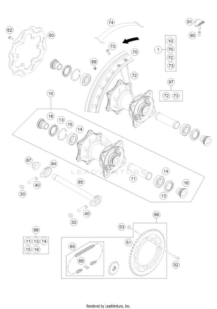 Rear Wheel TC 85 19/16 EU CHASSIS - 2022 Schematic