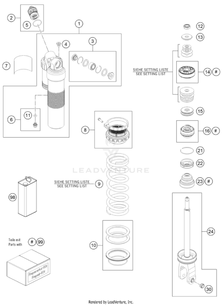 Shock Absorber Disassembled Schematic