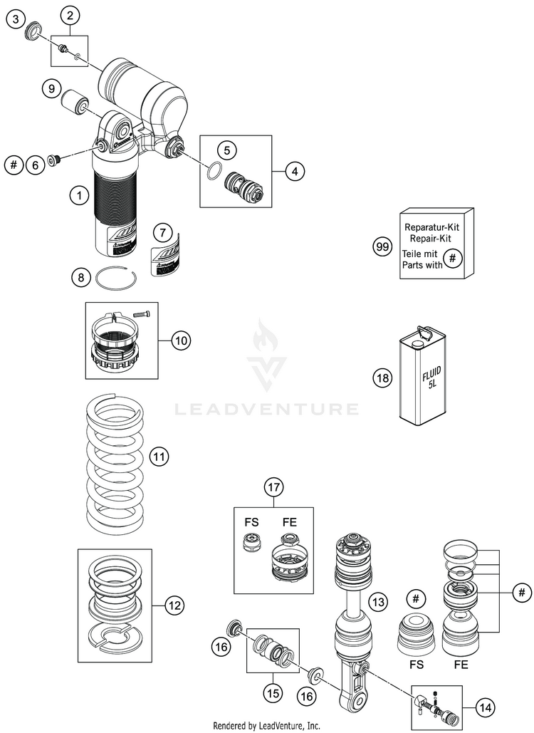 Shock Absorber Disassembled 701 SUPERMOTO CHASSIS - 2019 Schematic
