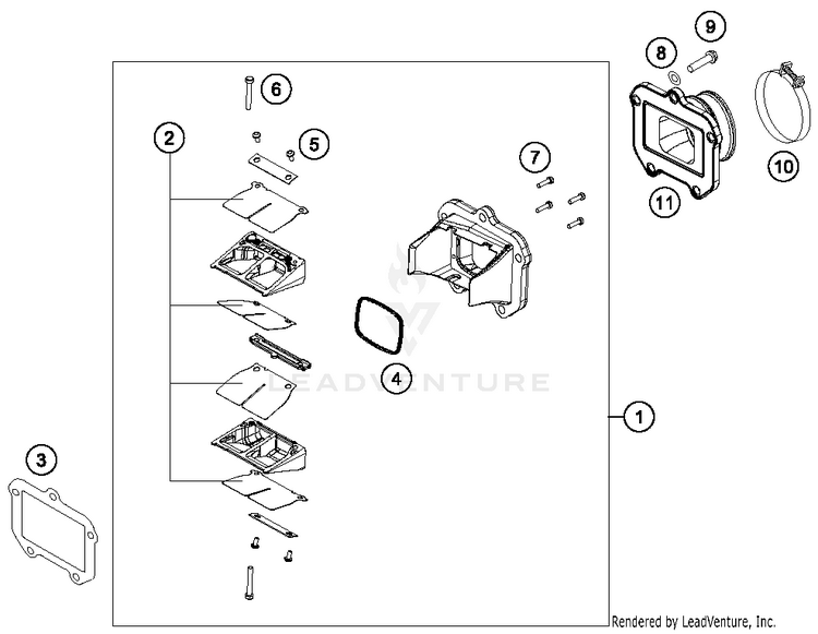 Reed Valve Case TC 125 ENGINE - 2015 Schematic