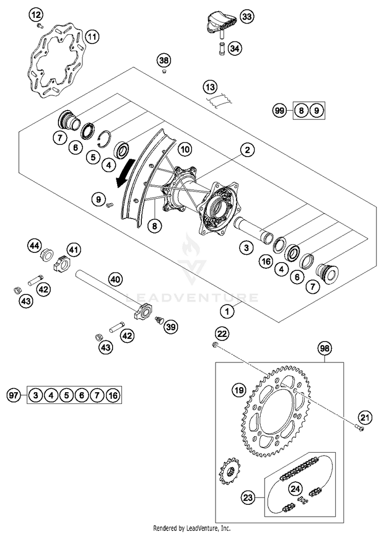 Rear Wheel FC 450 CHASSIS - 2016 Schematic